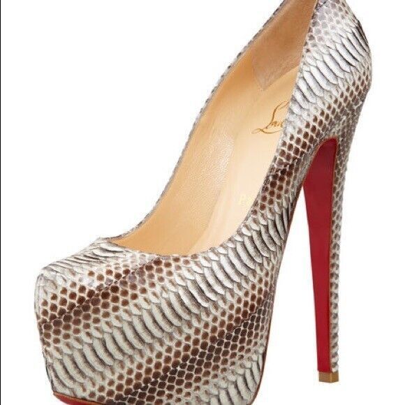 Christian Louboutin Daffoldile size 40 US 10 Python Platform Pumps Beige Ivory - Picture 3 of 12